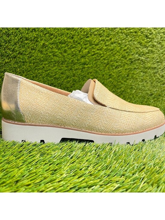 Vionic Shoes - Vionic Kensley Womens Size 11D Beige Casual Slip On Woven Raffia Loafer Flats